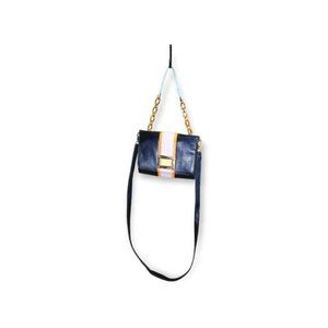 Cooperative Women's Navy Blue & Purple Retro Look Crossbody Purse HandBag Size S